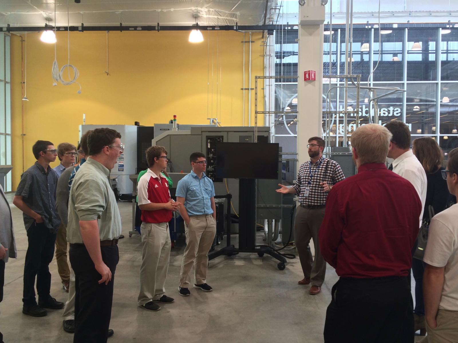 CSE Learning Community on a tour of UI Labs, a research organization and University of Nebraska–Lincoln partner.