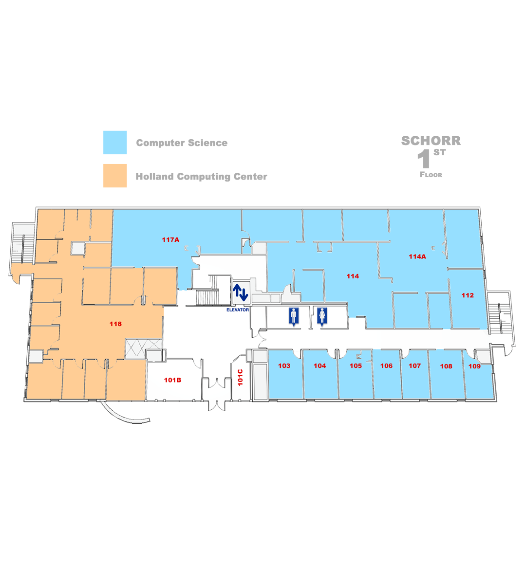 map of Schorr Center First Floor