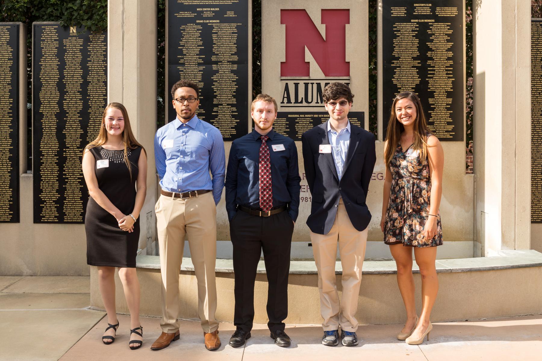 Summer Research Program students at the annual banquet. From left to right: Brooke Lampe, Quavanti Hart, Andrew Snyder, Jesse Schulman, and Victoria Moran.