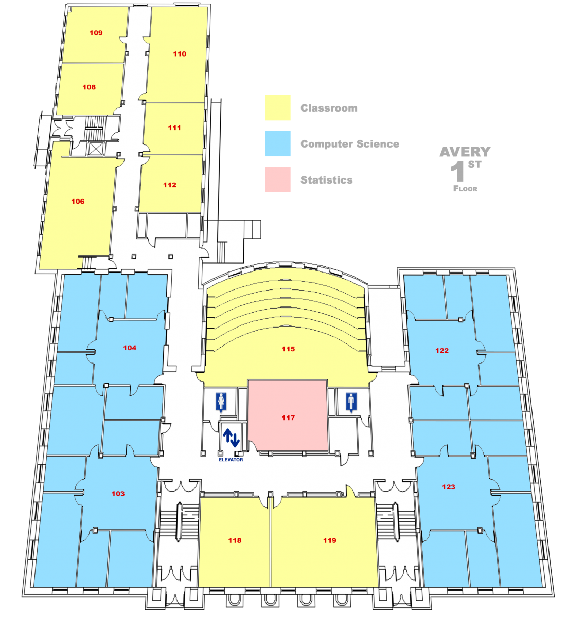 map of Avery Hall First Floor
