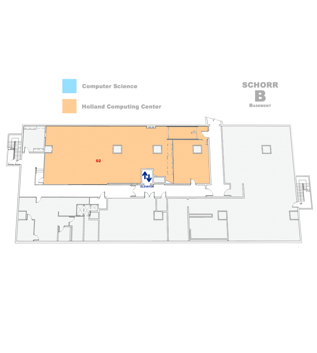 map of Schorr Center Basement
