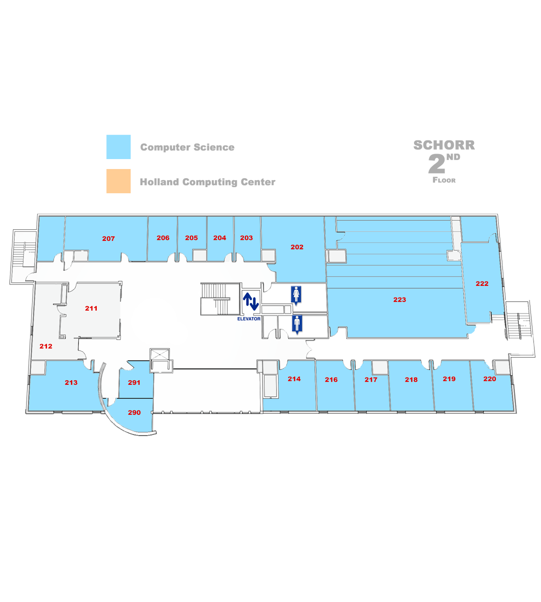 map of Schorr Center Second Floor